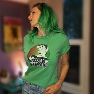 GWEN STEFANI Vintage 90's Green Tee No Doubt RARE